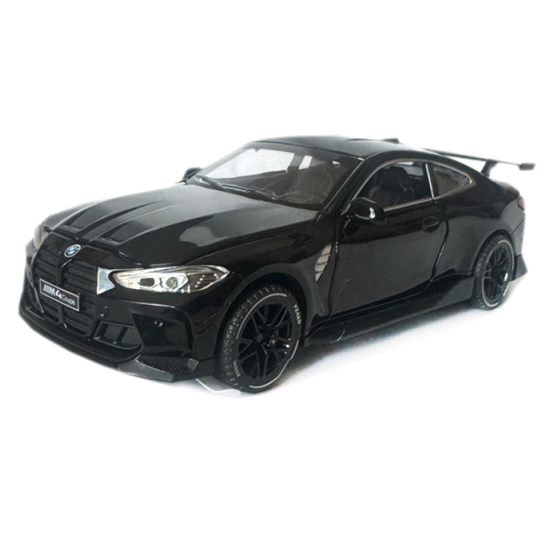 Машинка металева BMW M4 coupe БМВ 1:32 чорна світло звук інерція відкр двері багажник капот 15*7*6см (RS-16079)