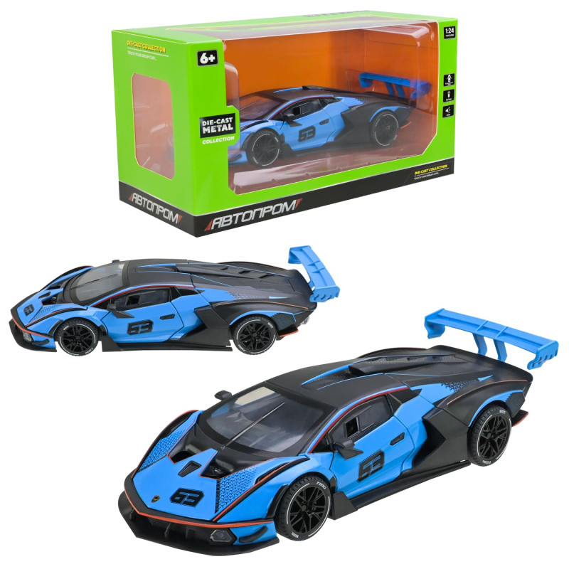 Машинка металл Lamborghini Essenza SCV12 Автопром синяя 1:24 свет звук откр двери 22*8,5*4,5 см (AP7700)