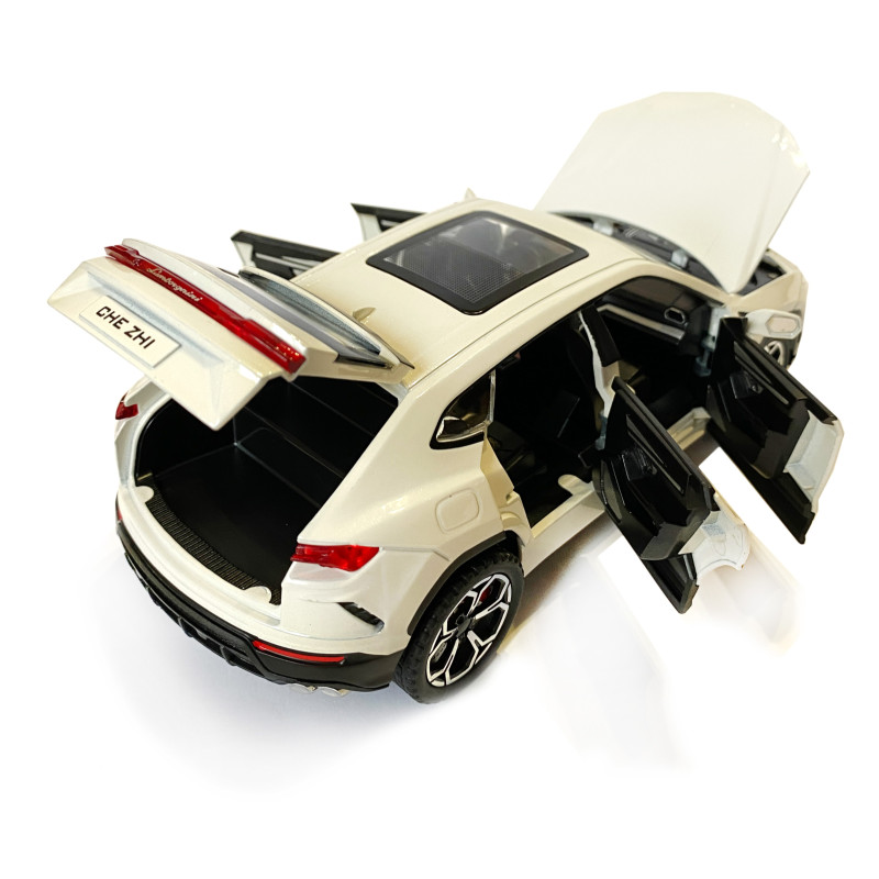 Машинка металева Lamborghini Urus Ламборгіні Урус біла 1:24 звук світло інерція відкриваються двері багажник капот багажник резина колеса 20,5*8*8см (AP-2069)
