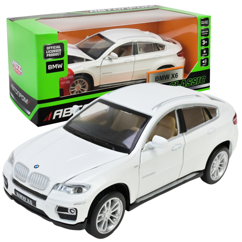 Машинка метал BMW X6 БМВ біла 1:32 світло звук відкр двері 15*6*5,5 см (68311)