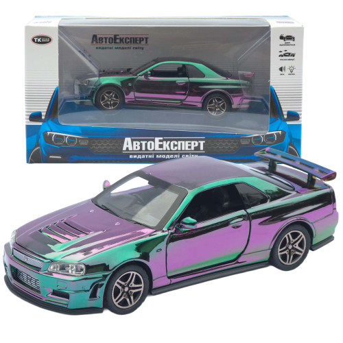 Машинка метал Nissan Skyline GT-R (R34) АвтоЕксперт хамелеон 1:32 звук світло інерція (ТК-9360)