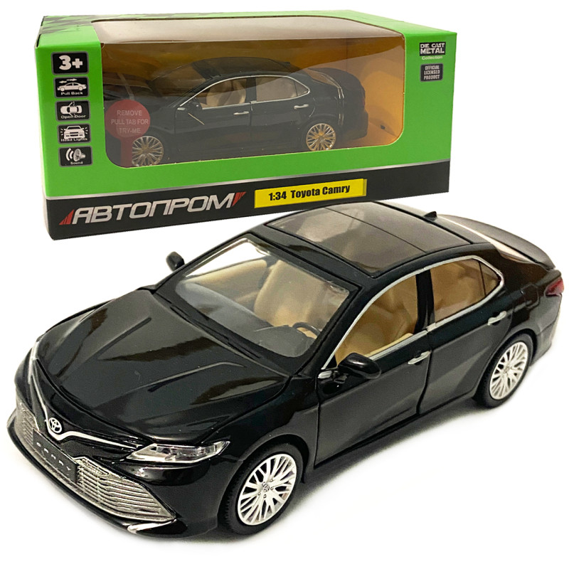 Машинка іграшкова металева Toyota Camry 70 Автопром Тойота кемрі, чорна світ, звук, відкр. двері, баг., капот 14,5*5,5*4 см (68459)