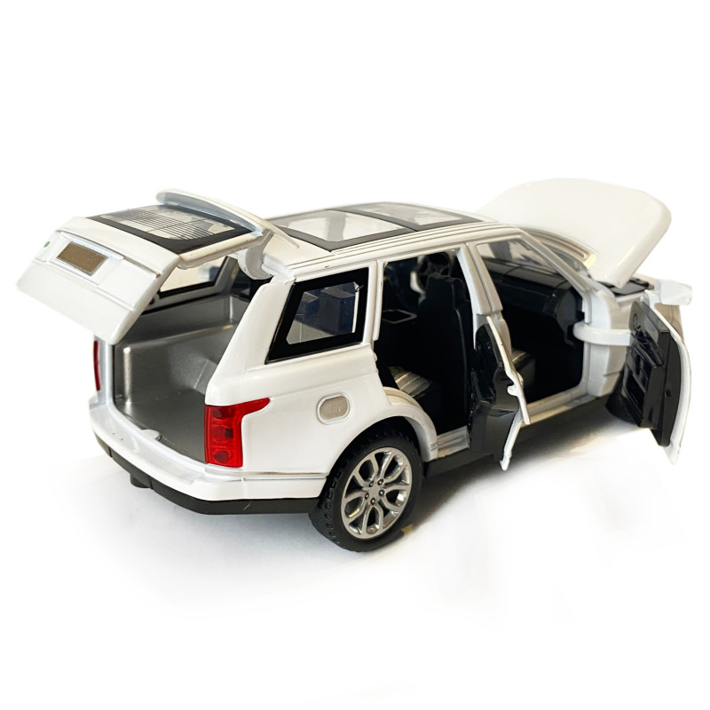 Машинка металева дитяча Range Rover, Рендж Ровер, білий, Автоексперт, 1:32, звук, світло, інерція, відкриваються двері багажник капот, 15*7*6 см. (48697W)