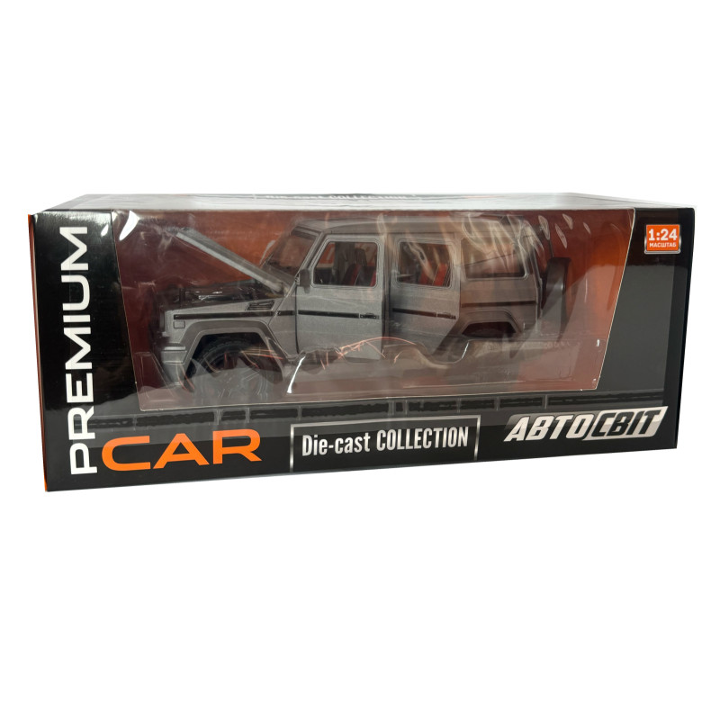 Машинка металева Mercedes-Benz G65 AMG Гелендваген Мерседес сірий 1:24 світло, інерція, відкриваються двері, багажник, капот, 21*8*9,5см (AP- 1708)