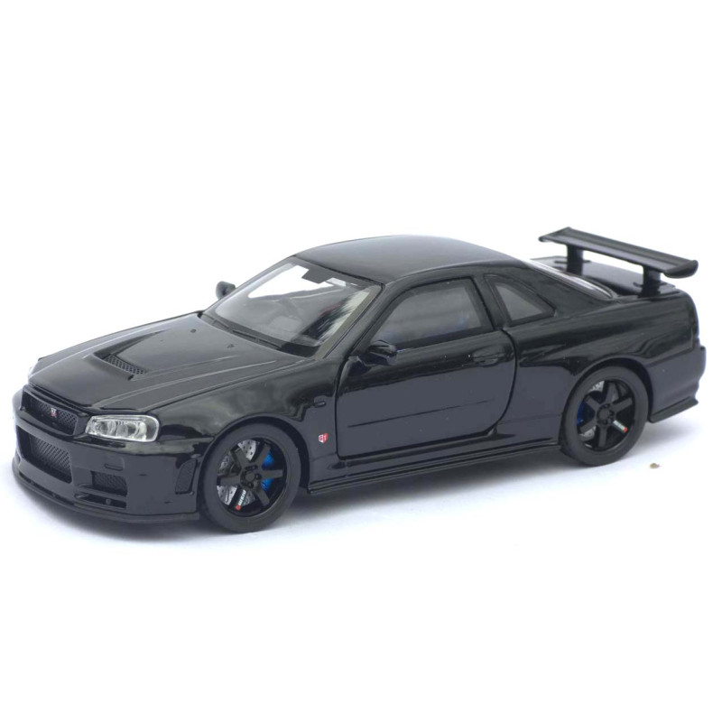 Машинка металл Nissan Skyline GT-R черная 1:32 свет звук инерция открыв двери капот багаж (TK-13306)
