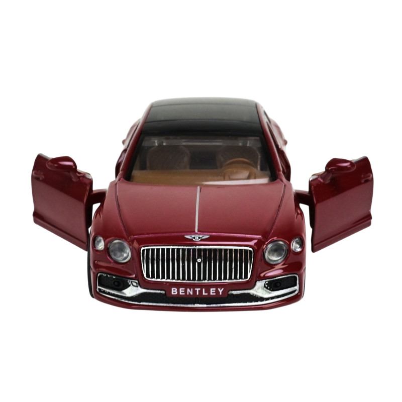 Машинка металлическая Bentley Flying Spur Hybrid красная зарядная станция Автопром 1:38 свет звук 14*5,5*4 см (68718R)