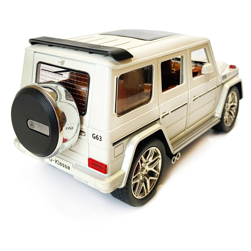 Машинка металева дитяча Mercedes-Benz G63 Мерседес Гелендваген, білий, Автоексперт, 1:24, світло, інерція, відкриваються двері, багажник, капот, 22*7*9,5см (GT - 08116)