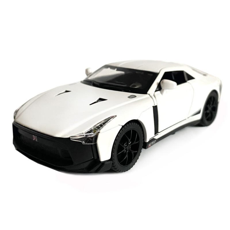 Іграшкова машинка металева Nissan GT-R 50, нісаан, білий, звук, світло, інерція, откр двері, багажник, капот, Автоексперт, 1:32, 14,5*7*6см (ТК-17799)