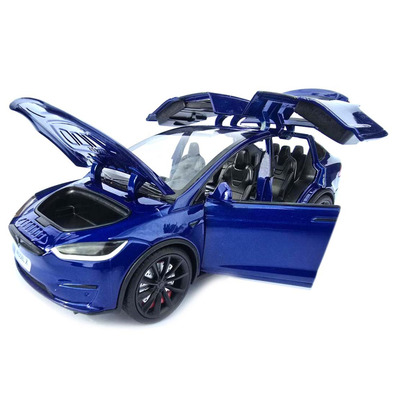 Машинка метал Tesla model X електрокар синя Тесла 1:24 відкр двері баг капот звук світло 17,5*7,5*5,5см (EL 97188)