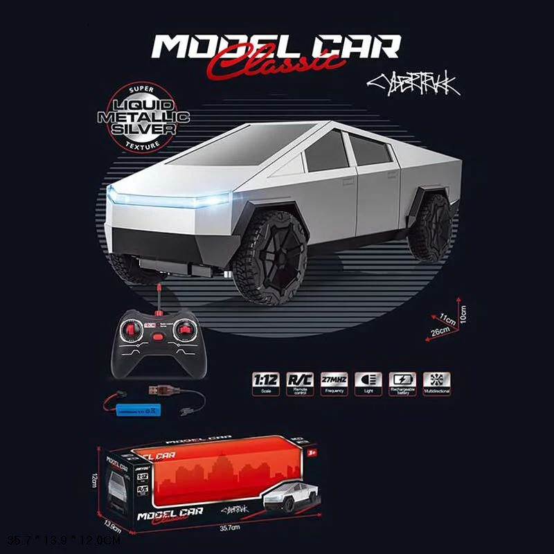 Машинка Джип на радіокеруванні Tesla Cybertruck Тесла Кібертрак 1:12 сіра акум світло 26*11*10 см (JY4006S)