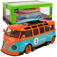 Машинка металева Volkswagen t1 bus Автопром помаранчево-блакитна 1:24 звук світло 19,5*8,5*5 см (AP7751)