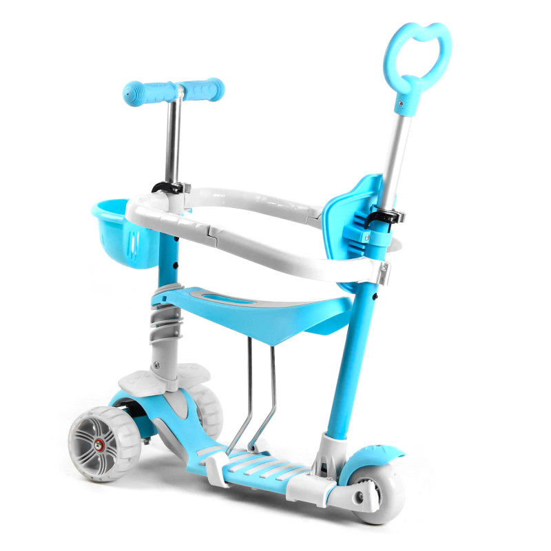 Самокат 5в1 Best Scooter, голубий, із захисним бампером, PU колеса 120х50мм зі світлом, в кор. (B-3047)