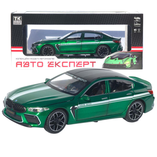 Машинка металева BMW M8 Gran Coupe АвтоЕксперт зелена 1:24 звук світло відкр двері капот багажник (1340-03)