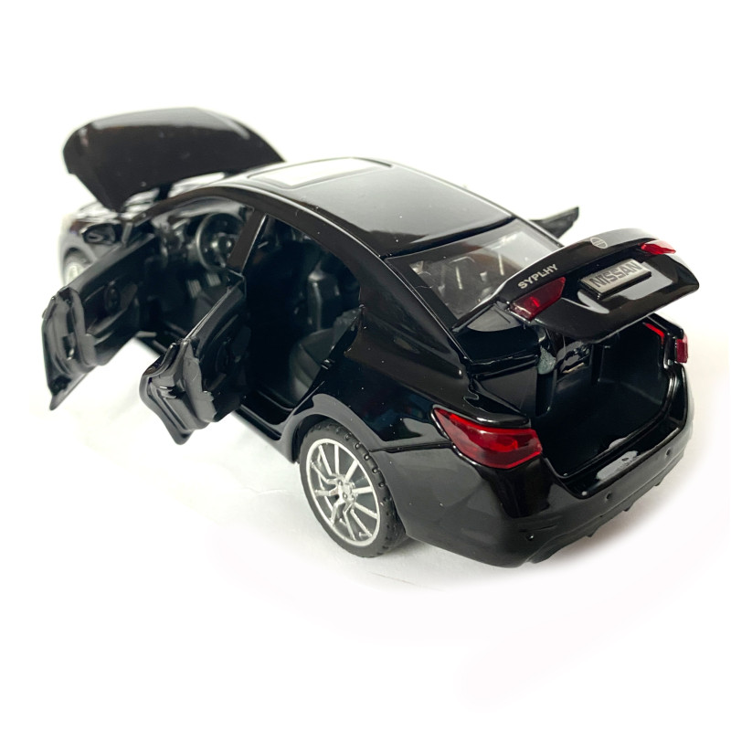 Іграшкова машинка металева Nissan Sylphy, ніссан, чорний, звук, світло, інерція, откр двері, капот, Автоексперт, 1:32,14,5*7*5 см (ТК-10584)