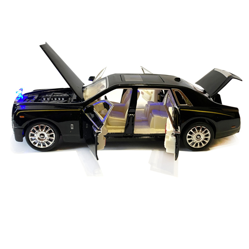 Машинка металева дитяча Rolls-Royce Ролс Ройс, чорний, Автоексперт, 1:24, світло, інерція, відкриваються двері, багажник, капот, 21*5*7см (GT - 09396)