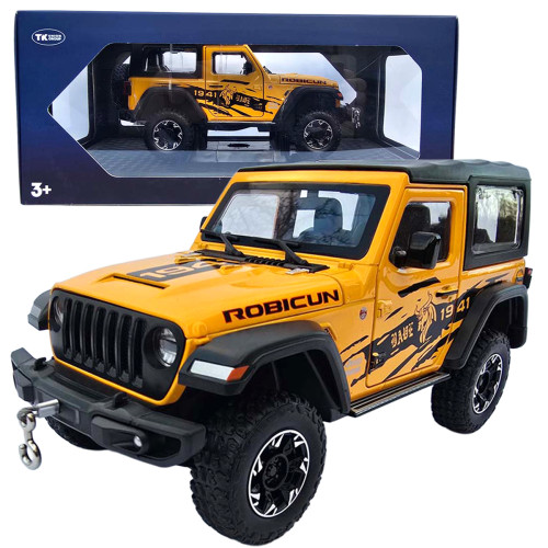 Машинка метал Jeep Wrangler Rubicon джип вранглер жовтий 1:24 світло звук 21,5*8*9см (GT - 94911)