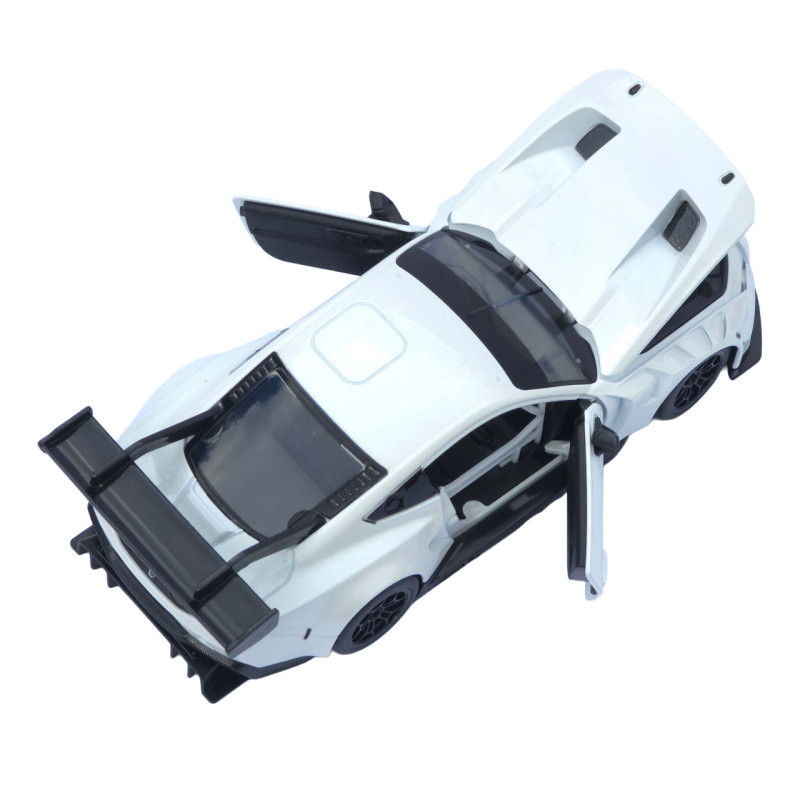 Машинка металева Ford Mustang GT3 біла 1:24 світло звук відкр двері капот 20,5*8,5*5 см (661293)