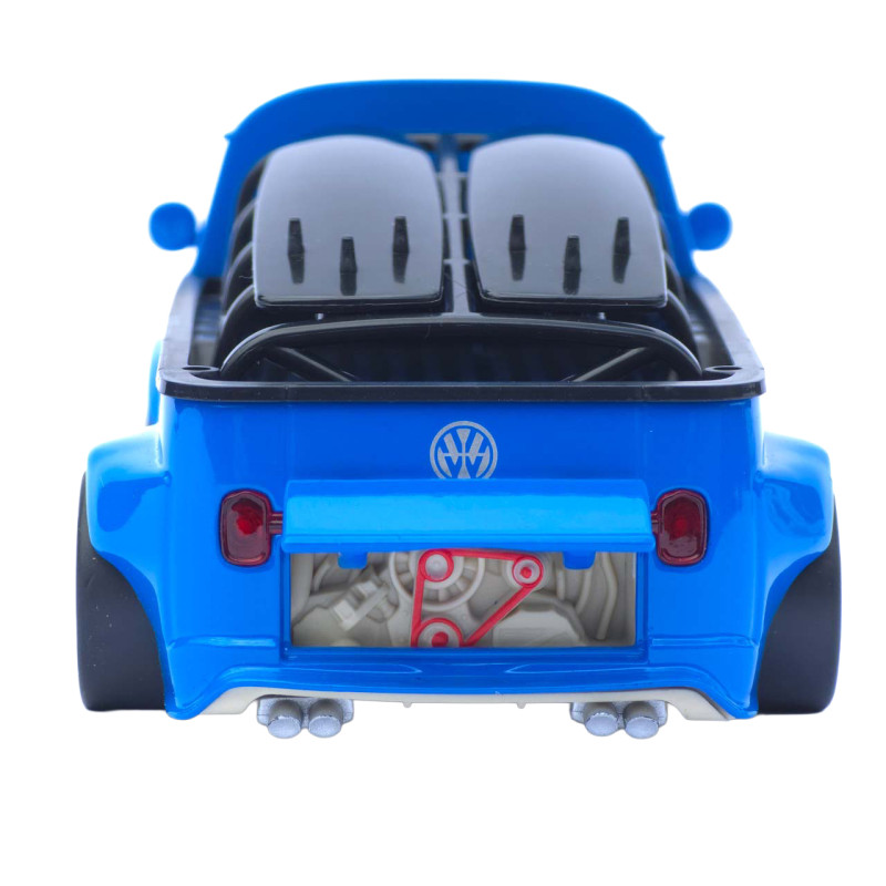 Машинка металл Volkswagen Type 2 (T1) синяя 1:32 свет звук инерция откр двери 2 доски (TK-19102)