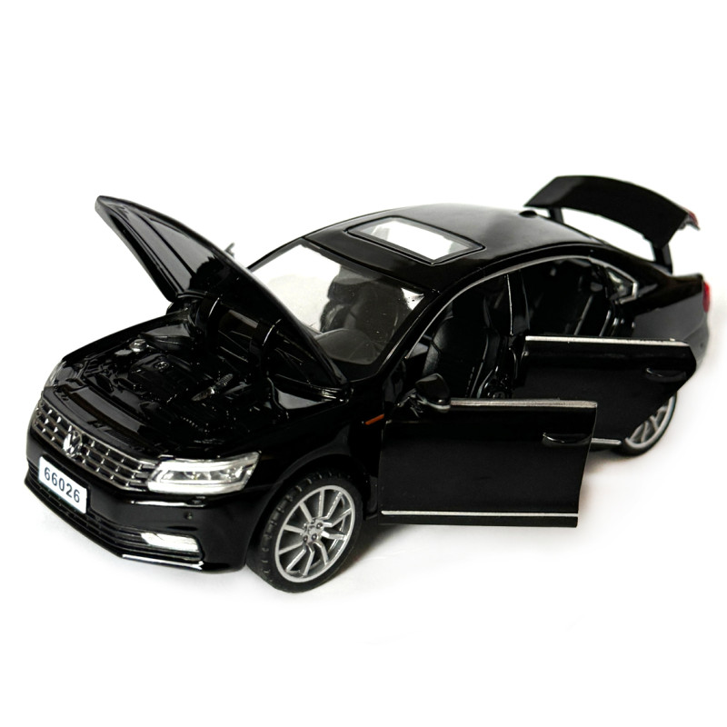 Машинка металева Volkswagen Passat 330 TSI Фольксваген пассат чорний 1:32 світло звук відкриваються двері баг капот резинові колеса 15,5*4,5*6 см (AP-1797)