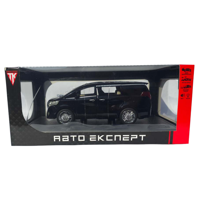 Машинка металева Toyota Alphard чорна 1:24 звук світло інерція відкр двері баг капот 19*7,5*7,5 см (RS-11632)