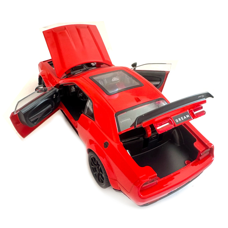 Машинка металева Dodge Challenger SRT Додж червона 1:24 звук світло відкр двері баг капот 20*7*5,5см (GT-12099)