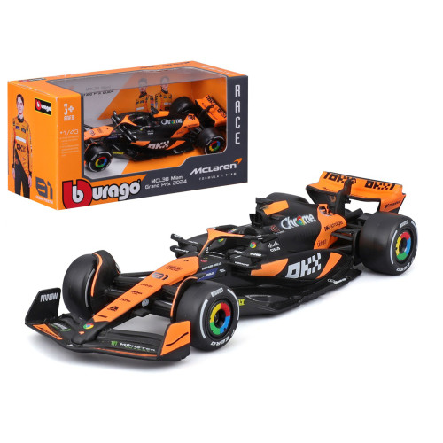 Машинка металлическая McLaren F1 MCL38 (2024) Bburago 1:43, болід MCL38 13*5*3 см (18-38214)