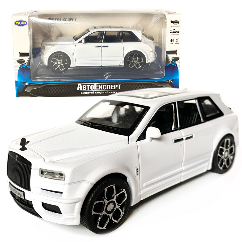 Іграшкова машинка металева Rolls-Royce Ghost BLACK BADGE, ролс ройс, білий, звук, світло, інерція, откр двері, капот, Автоексперт, 1:32,15*8*5,5см (ТК-11056)