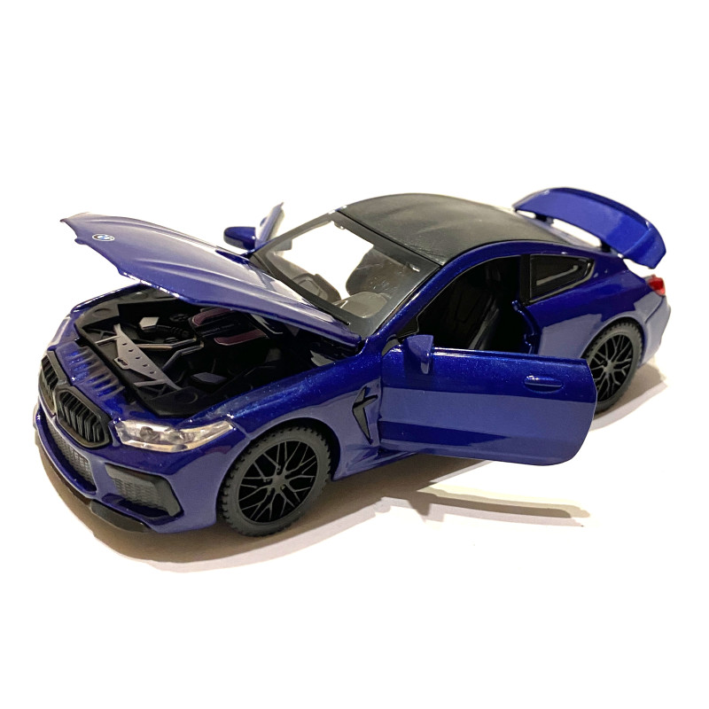 Іграшкова машинка металева BMW M8 Competition Coupe, БМВ, синя, звук, світло, інерція, откр двері, багажник, капот, Автоексперт, 1:32, 14,9*4,9*5,9см (42212)