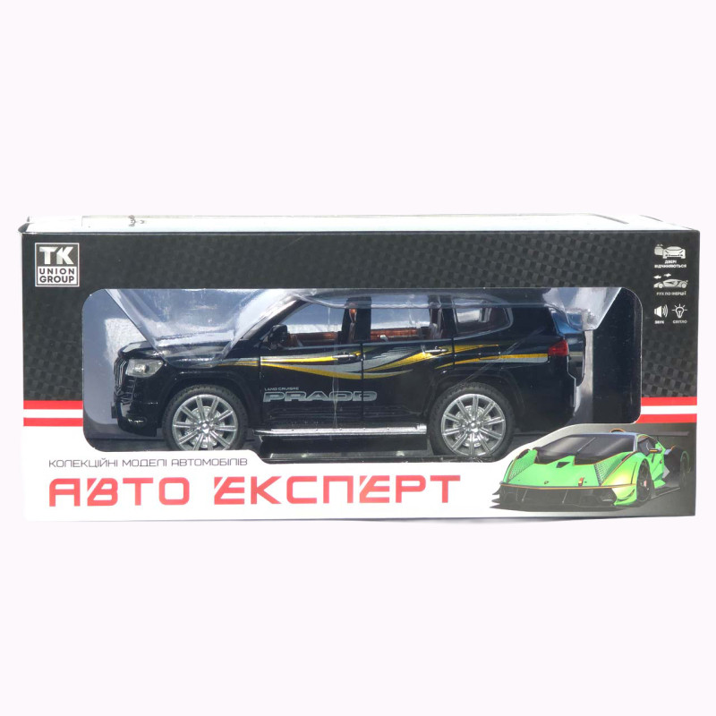 Машинка метал Toyota Land Cruiser Prado АвтоЕксперт чорна 1:24 звук світло відк двері капот багажник (1200-57)