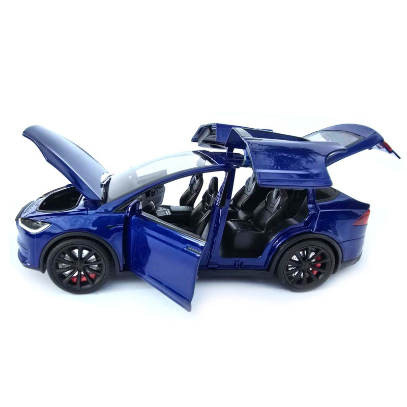 Машинка метал Tesla model X електрокар синя Тесла 1:24 відкр двері баг капот звук світло 17,5*7,5*5,5см (EL 97188)