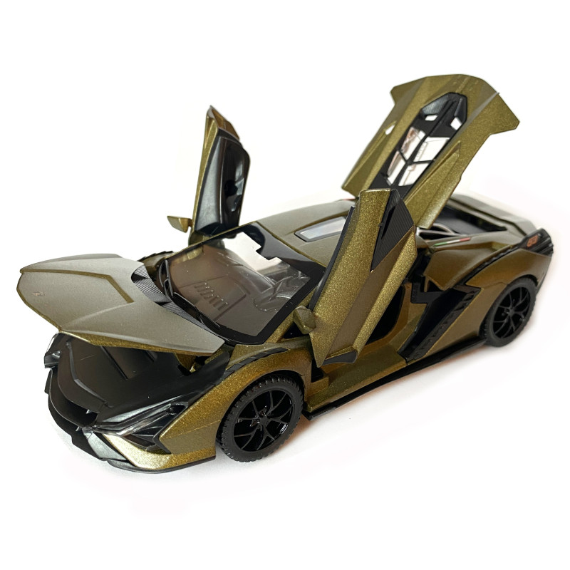 Іграшкова машинка металева Lamborghini Sian, Ламборгіні сіан, зелений, звук, світло, інерція, відкр двері, багажник, капот, Автоексперт, 1:32,15,5*7*5см (ТК-10517)