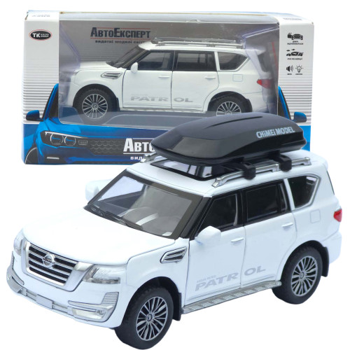 Машинка метал Nissan Patrol (Ніссан Патрол) «АвтоЕксперт» біла світло звук відкриваються двері 15*7*5 см (6505/50915)