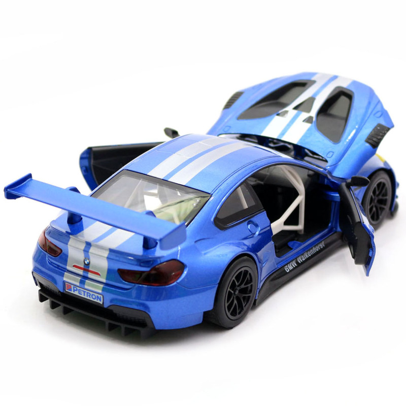 Дитяча машинка іграшкова Автопром «BMW M6 GT3» метал, 20 см, світло, звук, двері відчиняються, синя (68255B)