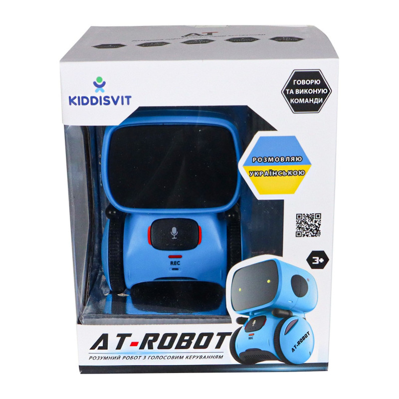 Интерактивный  робот з голосовым управлением  Kiddisvit– AT-Rоbot, синий, укр., 10x10x13 см, AT001-05-UKR