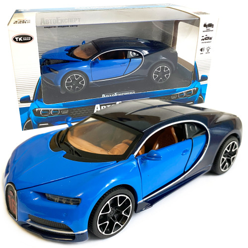 Ігрова машинка Бугатті Широн "Автопром" Bugatti Chiron (1:32) синя інерц., світ, звук, відкр. двері,14*6*5 см (LF - 83880)