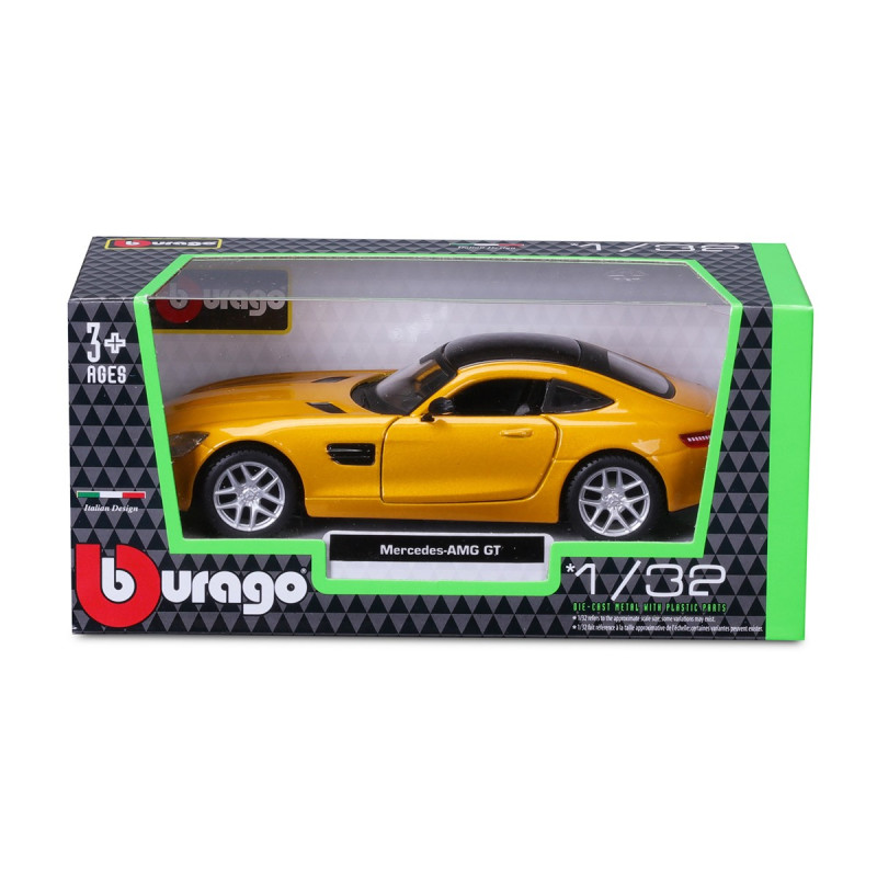Машинка металева Mercedes-AMG GT Bburago 1:32, відкриті двері, жовта 14*5*5 см (18-43065)