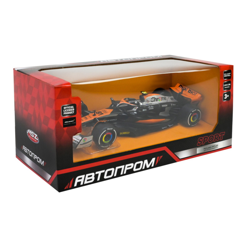 Металева модель боліда McLaren MCL60 (2023 British Grand Prix) 1:24 Автопром 23*8*4,5 см (68211A)