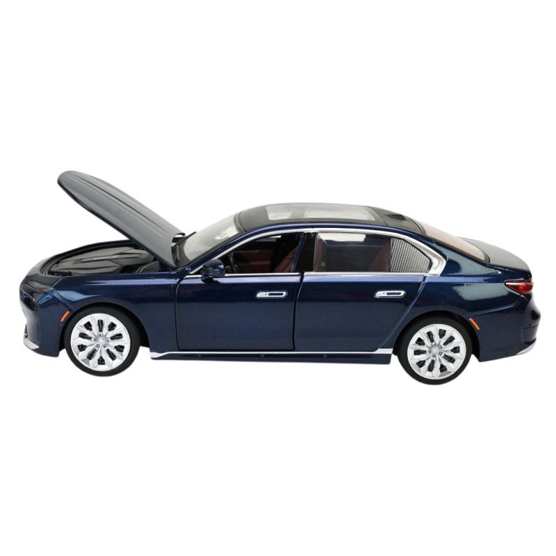 Машина метал BMW I7 БМВ синя 1:24 світло звук 22*6*8см (68288A(B)