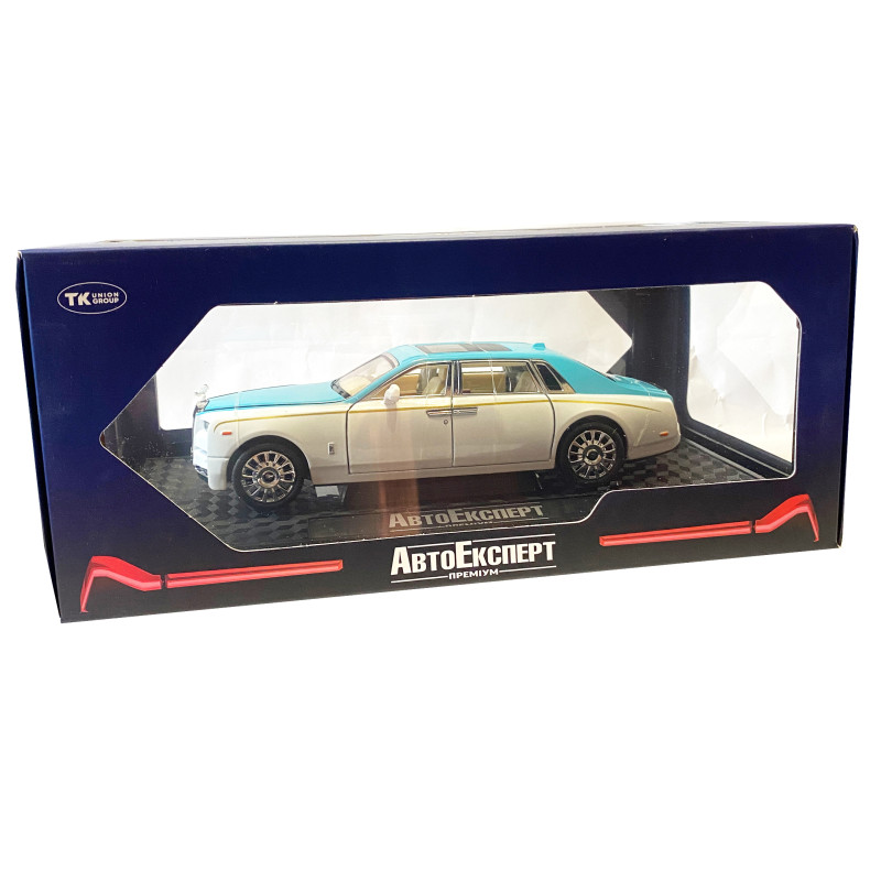 Машинка металева дитяча Rolls-Royce Ролс Ройс, білий, Автоексперт, 1:24, світло, інерція, відкриваються двері, багажник, капот, 21*5*7см (GT - 09396)