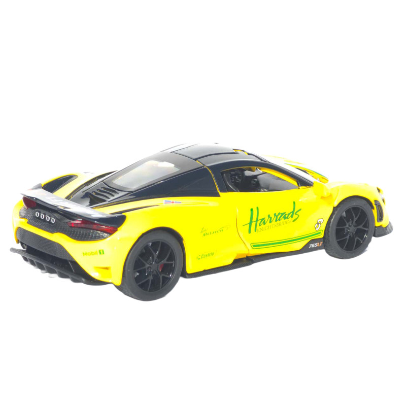 Машинка металл McLaren 765LT желтая 1:32 свет звук инерция открыв двери капот 14,5×7,5×4 см (TK-11921)