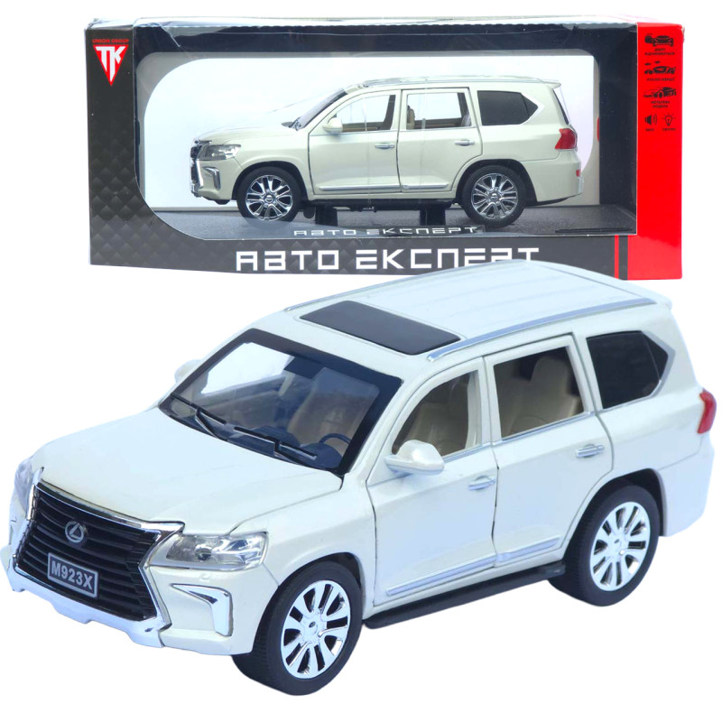 Машинка металева Lexus LX 570 біла 1:24 звук світло інерція відкр двері баг капот 20*8*7,5 см (RS-42075)