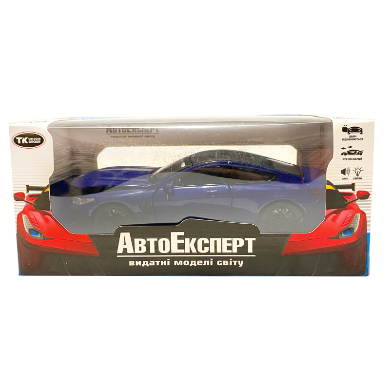 Іграшкова машинка металева BMW M8 Competition Coupe, БМВ, синя, звук, світло, інерція, откр двері, багажник, капот, Автоексперт, 1:32, 14,9*4,9*5,9см (42212)
