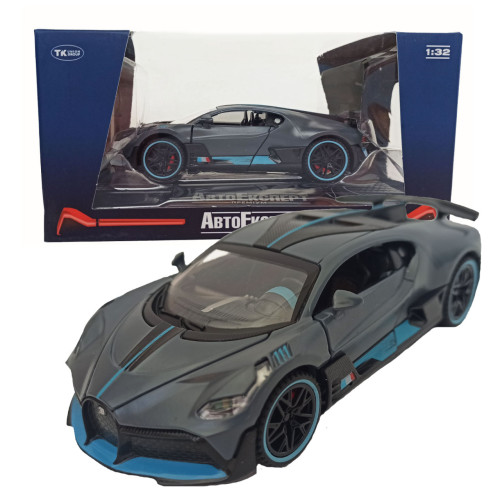 Машинка металева Bugatti Divo, Бугатті, сіра, звук, світло, інерція, відкр двері, Автоексперт, 1:32,15*7*5см (GT-02927) 