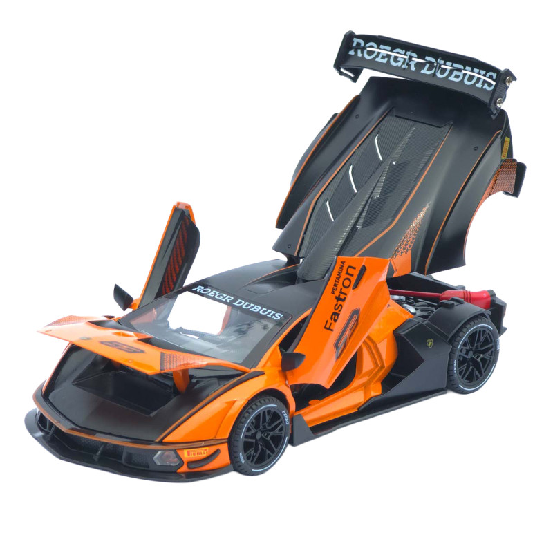Машинка метал Lamborghini Essenza SCV12 помаранчева 1:24 звук світло відчин двері капот багажник (1650-05)