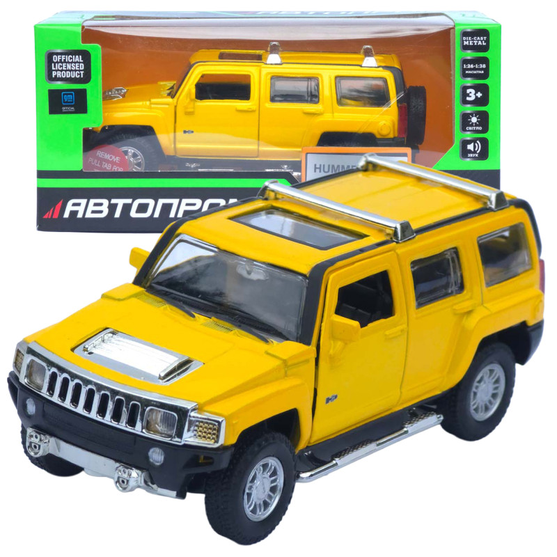 Машина метал Hummer H3 Хамер жовта 1:32 світло звук 14*6*6 см (68321)
