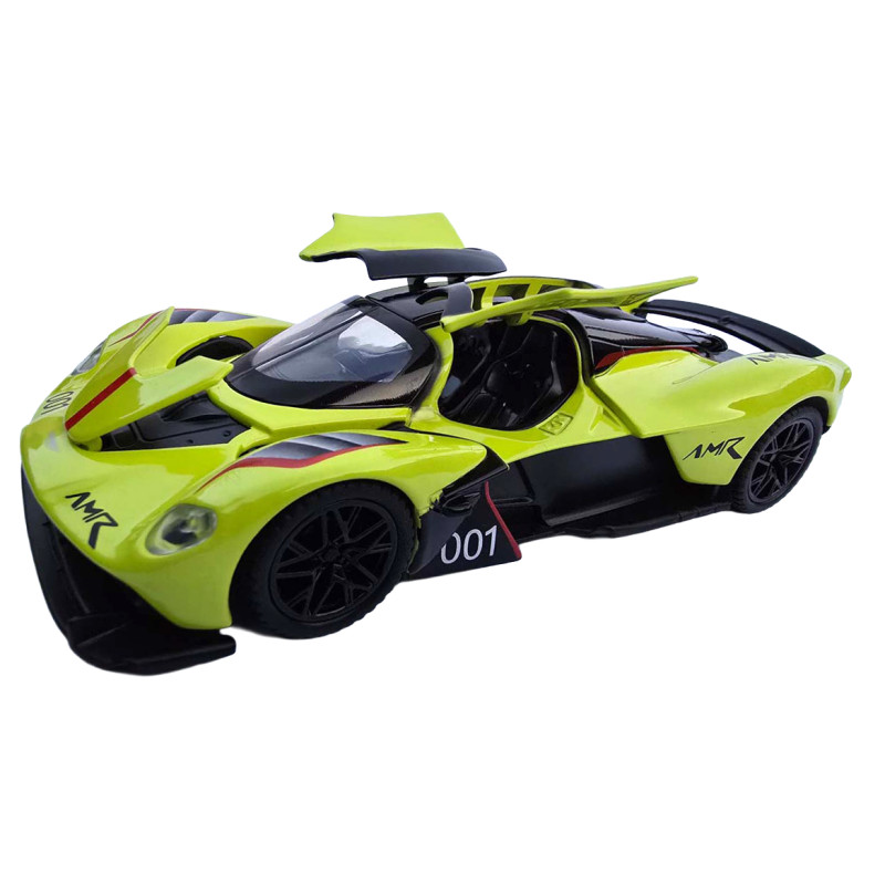 Машинка метал Aston Martin Valkyrie Астон Мартін зелена 1:32 світло звук 16*7,5*4см (31614)