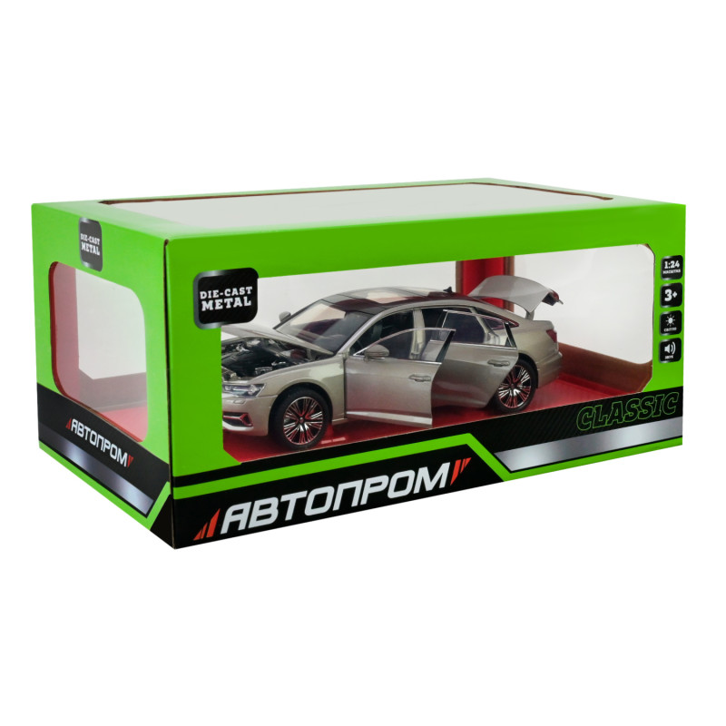 Машина метал AUDI A6L Ауді сіра 1:24 світло звук 20,5*8*7см (AP7754)
