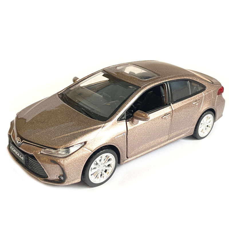 Машинка іграшкова металева Toyota Corolla Hybrid Автопром Тойота Королла гібрид, бронза, світло, звук, відкр. двері, 14*6*4 см (68432)
