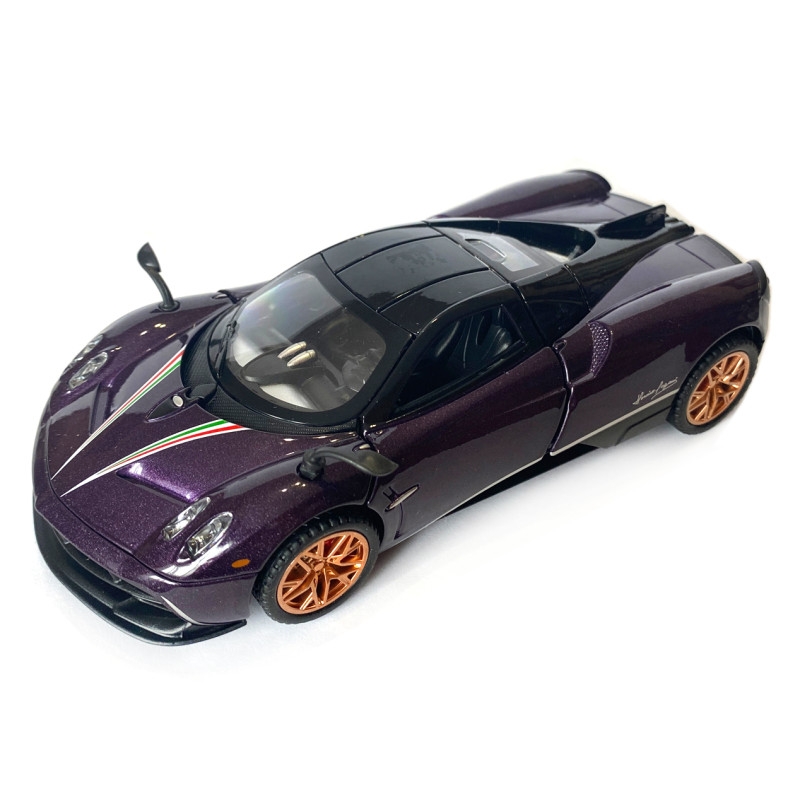 Машинка металева іграшкова Pagani huayra, Авто Експерт, фіолетова, світло, звук, інерція, відкр. двері, 16*4*7см. (67008)