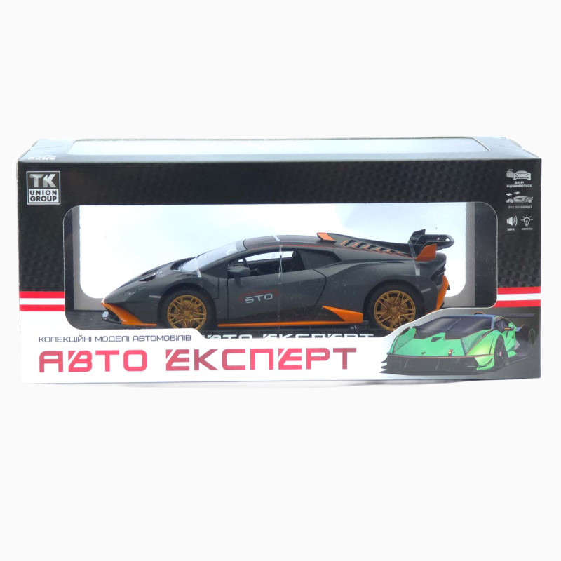 Машинка метал Lamborghini Huracan STO чорна 1:24 звук світло відчин двері капот багажник (2511-98)